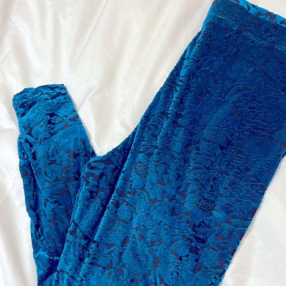 Blackmilk Clothing burnt velvet teal leggings L
